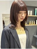 ブリーチなし艶感ラベンダーくすみブラウンベージュレイヤー小顔
