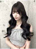 地毛風ブラック/レイヤーカット