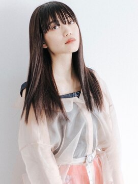 フィルムス 銀座(FILMS) 黒髪/グレーベージュ/レイヤーロング/前髪パーマ