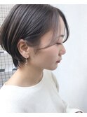 くびれショート_マロンベージュ Aラインボブ かきあげ