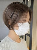 ショートカットショートボブハンサムショートグレージュカラー