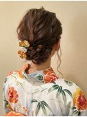 浴衣　ヘアアレンジ　シニヨンアレンジ