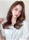 ★小顔ワンカールレイヤーカットデジタルパーマチェリーブラウン
