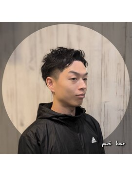 ピヴォヘアー(pivo hair) メンズカット　ニュアンスパーマ　アップバングショート