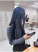インナーカラー ブリーチ ネイビーブルー 三宮 ハイトーン