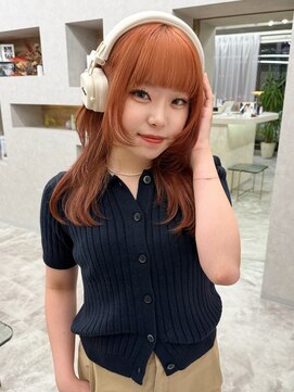 アロ 大阪梅田(alo) 【momoa】オレンジ×レイヤーカット《ブリーチ/大阪梅田》