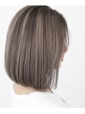白髪ぼかしハイライト／髪質改善／ピンクベージュ／ロブレイヤー