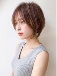 透明感ブリーチなしココアブラウンくびれショートボブ秋カラー