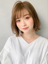 アグノス 青山(Agnos) 大人かわいいボブ小顔カットフェザーバングカーキグレージュ