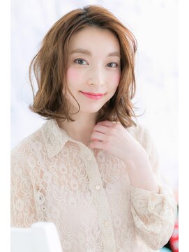 ミック ヘアアンドメイク アップ 駒込店(miq Hair&Make up) くせ毛風ラフウェーブで…フェミニンかきあげボブa1