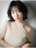 シースルーバング暗髪くせ毛風小顔ウルフボブx浦和20代30代40代
