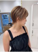 大人ショートボブ丸みショートカットマッシュショート前髪あり