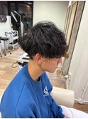 マッシュパーマ/ツーブロック/黒髪