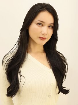 アース 越谷店(HAIR&MAKE EARTH) かきあげ前髪×黒髪ロングヘア