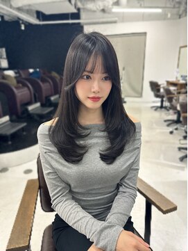 ハピネス 梅田茶屋町店(HAPPINESS) ミディアムレイヤー/韓国ボブ/髪質改善/顔周りカット/グレージュ