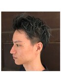 ショートレイヤー くせ毛風パーマ  ツーブロック ビジネス