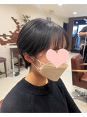 黒髪×マッシュショート