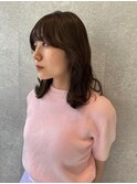 三軒茶屋_レディース_セミロング_コテ巻き_ブラウン_パーマ_小顔