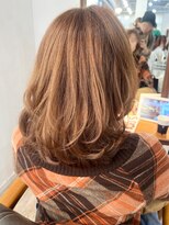 【山田】ひし形レイヤーナチュラルカールオレンジベージュ