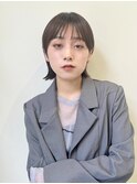外ハネ/シースルーバング/グレーベージュ/ミニボブ/自由が丘