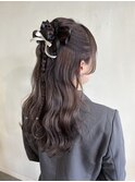 結婚式パーティーゆるふわ編み込みシニヨン大人美人成人式卒業式