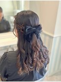 お花ハーフアップ