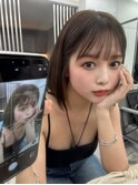 くびれヘア_ミニウルフチェリーブラウンホワイトグレージュ
