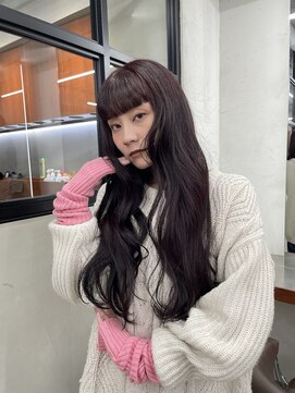 ニコ トウキョウ 渋谷(nico TOKYO) ダブルカラーチェリーレッドピンクブラウン韓国レイヤーロング