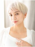 ダブルカラーホワイトブロンドイメチェンハンサムショート20代X