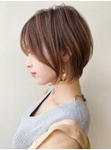 40代50代ブラウン丸みショート×髪質改善トリートメント
