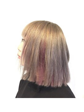 プランクスター(prankster) [prankster]切りっぱなしボブ×インナーカラー薄ぴんく