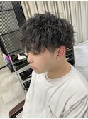 ツイストスパイラルパーマ無造作マッシュツーブロック刈り上げ
