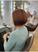 大人ボブ×オレンジブラウン