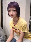 ペールパープルカラー　紫カラー　ハッシュカット　ボブウルフ