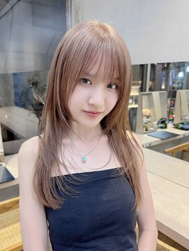 サンク 原宿 表参道(cinq) ★ブリーチカラーハイトーンカラーミルクティーベージュ韓国前髪