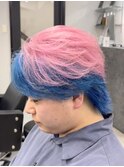 センターパート/ピンクカラー/ブルーカラー/アンブレラカラー
