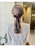結婚式参列ヘアセット！編み込み×リボンゆるふわヘアセット中西