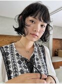フレンチボブ　ボブパーマ　ボブレイヤー　質感パーマ　黒髪ボブ