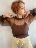 『 外国人風ふんわりショート×透け感オレンジベージュ』ECOO