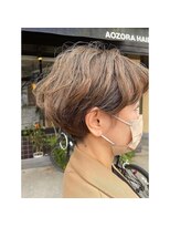 アオゾラヘアー フジサキグウ(AOZORA HAIR FUJISAKIGU) 脱白髪染め×刈り上げマッシュショート