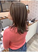 ハイライトナチュラルくびれヘア大人可愛いサイドバング