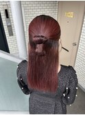 タイトアレンジ タイトヘア ストレートヘア ハーフアップ 参列