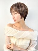 シアーベージュ×丸みショート