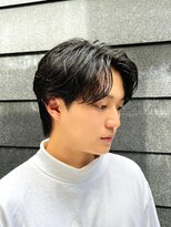 艶センターパートニュアンスパーマダークアッシュ韓国マッシュ