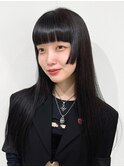 小顔ロングレイヤー顔まわり姫カット艶髪ストレート堀江