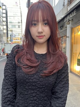 ロチカバイドールヘアー 心斎橋(Rotika by Doll hair) pink color  ×  layer cut