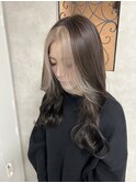ホワイトグレージュミニウルフチェリーブラウンデジタルパーマ