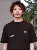 メンズミディアム ニュアンスパーマ ブラウンカラー 束感