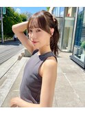 ナチュラル小顔前髪あり後れ毛サイドバング結べるボブくびれヘア