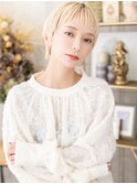 ホワイトブロンド小韓国風顔シースルーベリーショートウルフ20代